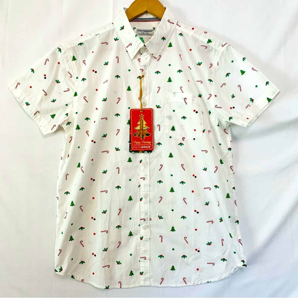 EIGHTH AVENUE NWT Christmas Button Down Shirt Size Medium